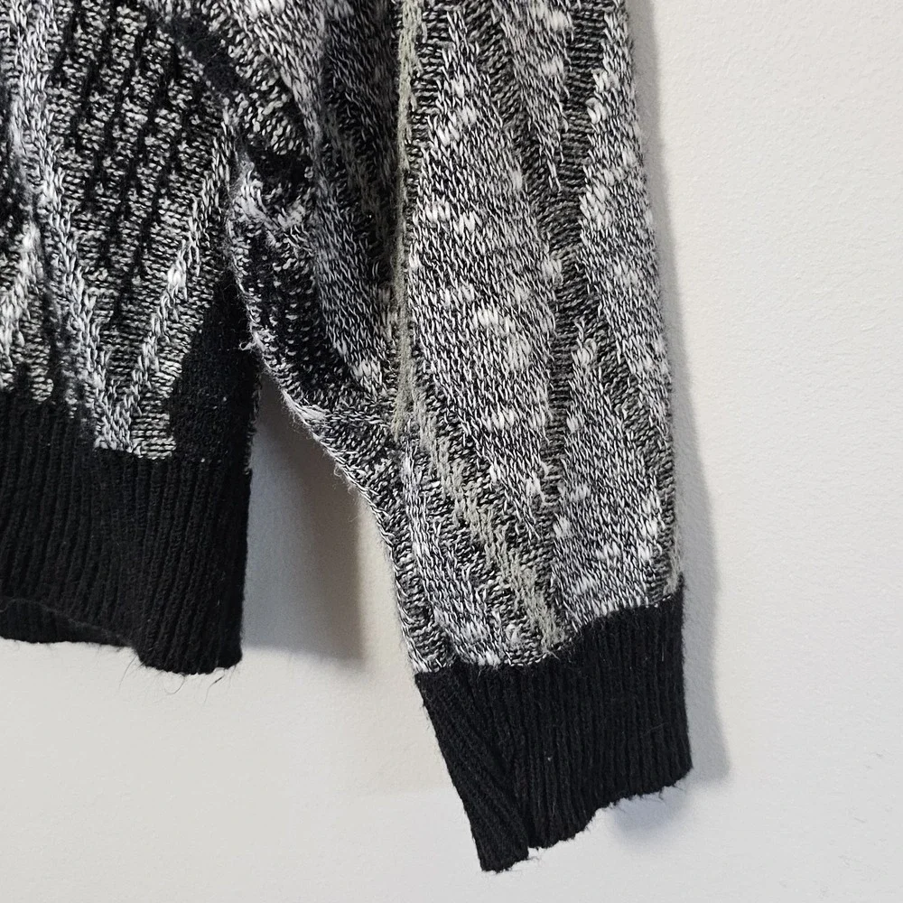 Pine State Sweater Mens Size Large Black Geometric Knit Grandpa Pullover Vintage